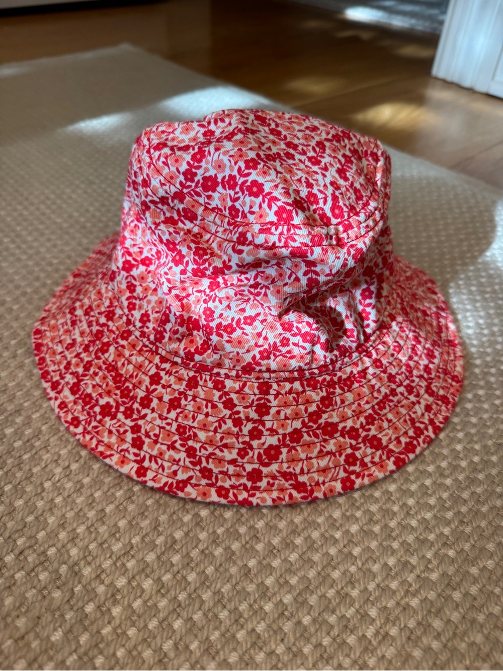 J. Crew Floral Bucket Hat in Red & White